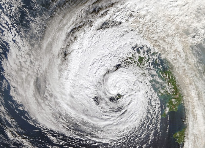 Satellite view of storm over the British Isles